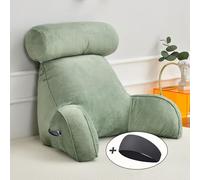 HAOYUES Almohada Lectura Cama, Cojín de Soporte Lumbar, Almohada de Sofá Multifuncional con Reposabrazos, Cojín De Apoyo Trasero, Funda Lavable, Ideal como Respaldo para Leer o Jugar