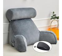 HAOYUES Cojin De Lectura para Cama Almohada Lectura CóModa con Almohada para el Cuello y Bolsillo Lavable Multifunción con Desmontable Reposacabeza para Relajarse y Ver La Televisión