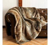 HAOYUES Lujosa Manta de Piel sintética,Reversible cálida Manta Sofa,Súper Suave y Acogedora,Lavable a máquina,Gruesa y Elegante,para Cama,sofá,Sala de Estar o decoración del Hogar