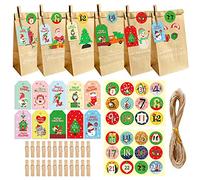 Haoyull Bolsa de regalo de dulces de Navidad, diseño de Navidad, caja de papel kraft reutilizable, con cordón, bolsa de regalo con muñeco de nieve