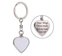 Haoyull Llavero de aleación en forma de corazón, llavero de transferencia de calor, caja colgante, recuerdo, urna de cremación, joyería para hombres, mujeres, niños y niñas