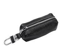 Haoyull Llavero de cuero para hombre, organizador de llaves de coche, multifuncional, pequeño, cartera, negro, 9,5 x 4 x 4 cm, Black, 9.5cm*4cm*4cm