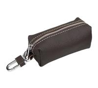 Haoyull Llavero de cuero para hombre, organizador de llaves de coche, multifuncional, pequeño, monedero, Brown, 9.5cm*4cm*4cm