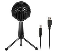 Haoyull Micrófono de computadora de escritorio, micrófono de condensador omnidireccional, giratorio de 360°, cable de 1,8 m