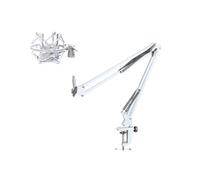 Haoyull NB35 - Soporte para micrófonos de mesa, brazos giratorios y micrófonos MS089SV, montaje amortiguador, color plateado para pista