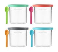 HAOYULUO 4 Piezas Recipientes de Helado, Recipientes de Helado con Tapas, Con Cuchara,Sin BPA, Reutilizable, Apto para Máquina de Helado Ninja Creami NC299AM C300s