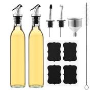 HAOYULUO Paquete De 2 Aceitera antigoteo,500 ml Botella De Aceitera, Vinagre y dispensador de aceite, embudos de acero inoxidable,botellas de aceite para cocina y barbacoa