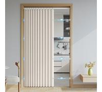 Haoyunll Cortina Cortina Aislante Termica Magnética Plegable, Cortinas Opaca Invisibles para Puertas de Entrada, Sala de Estar, Armarios y Dormitorios, 220 g/m², Beige, 150x200cm