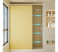 Haoyunll Cortina de Ducha Antimoh, Plegable y Impermeable, Patrones Geométricos, Cortinas de Ducha Magnéticas Gruesas Tipo Acordeón, 220g/M², Amarillo, 300x200cm