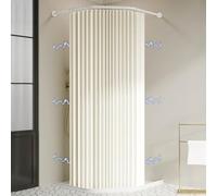 Haoyunll Cortina de Ducha Plegable Impermeable y Antimoho con Gancho, Cortina de Ducha de Esquina de Tela Resistente, Cortinas de Ducha Magnéticas para Baño, 280g/m², Beige, 100x180cm