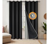 Haoyunll Cortinas Opacas de 3 Capas, Cortinas Cortinas Cortinas termicas aislantes Frio y Calor con Forro Acolchado extraíble para Dormitorio Salon 1 Panel, 132cmx160cm, Nero