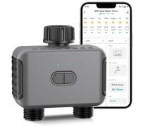 Haozee Ordenador de riego inteligente con 2 salidas, temporizador inteligente de agua para mangueras de jardín, requiere Tuya Zigbee Hub, soporta Home Assistant Zigbee2mqtt