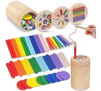 Haozozo Juguetes Niños 1 2 3 Años, 4 en 1 Juguetes Montessori 2 1 3 Años, Colores Niños 1 2 Años, Madera Juguetes Niños 1 Año, Juegos Educativos Niños 1-3 Años con Bolsa de Almacenamiento