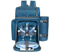 Hap Tim 2 Person Picnic Backpack with Leakproof Cooler Bag, Wine Holder, Fleece Blanket, Cutlery Set, Perfect for Beach, Day Trips, Hiking, Camping