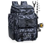 Hap Tim 42L Angel Mochila con 2 Varilla Titular Multi-Bolsillo Grande Bolsillo de Pesca Equipamiento Accesorios con Separador extraíble Día del Padre Navidad Regalos de los Hombres (FB-2308-CM-EU)