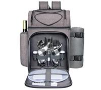 HAP Tim Mochila de Cesta de Picnic para 2 Personas con 2 Compartimentos aislados, Soporte para Vino, Manta de Forro Polar, Juego de Cubiertos