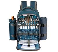 Hap Tim Mochila de Cesta de Picnic para 4 Personas con Manta, Soporte para Vino, Compartimento refrigerador, Juego de Cubiertos, Regalos para Parejas, Regalos para señor y señora(3065-BL)