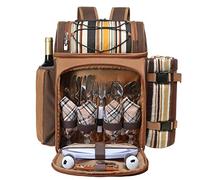 Hap Tim - Mochila de Picnic para 4 Personas con Compartimento refrigerador, Manta de Forro Polar, Platos y Cubiertos, Actividades al Aire Libre, Deportes, Senderismo, Camping