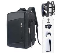 Hap Tim Mochila de viaje para consola PS5, funda acolchada de protección PlayStation 5, gran capacidad para portátil, controlador de PS5, auriculares, discos de juego y accesorios, negro (P-2306-EU),