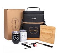 HAP Tim Regalos de Boda para Parejas, Regalos de Despedida de Soltera, Regalos de Compromiso para recién Casados, Regalos de Mr and Mrs. Bolsa térmica de Vino aislada con Vasos, Queso de bambú Borad
