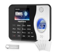 HapAttend Control horario empleados, Español Reloj de fichar con Huella Dactilar, RFID Tarjetas, Maquina de fichar empleados de hasta 1000 usuarios sin conexión Internet Negro Escáner H3