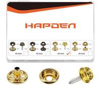 HAPDEN 160 botones a presión, kit de cierres a presión de acero inoxidable de 15 mm, broches de lona de barco de grado marino, broches de metal de 3/8 pulgadas para ropa, cuero, cubierta de barco