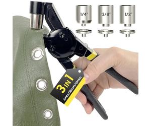 HAPDEN Remachadora de Ojales, Kit de Ojales Metálicos de 6/10/12 mm para Lonas y Telas, y 600 Tamaños Diferentes de Ojales, Alicates de Ojales Manuales para Lonas