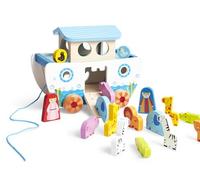 Hape Arrastre Arca de Noé | Juguete de Madera con Animales Encajables | Ideal para Primeros Pasos | para Niños de 12 Meses+