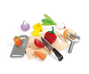 Hape Básicos de Cocina - Set de Madera para Niños de 3+ con Verduras, Utensilios y Tabla de Cortar