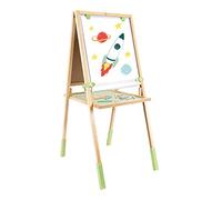Hape Caballete de Bambú Step Up, Todo en 1 de Madera, Altura Ajustable y Rollo de Papel, Pizarra blanca