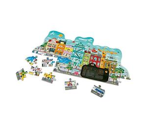 Hape City Cardboard Problem-Solving Puzzle Game with Animated Effects, 49-Piece, Multi-Coloured