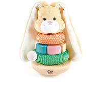 Hape Conejito Apilable | Juguete de Apilar con Base de Madera y Anillos Táctiles | Desarrollo Sensorial y Motriz