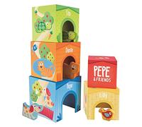 Hape Cubos Apilables Pepe & Friends | Juguete Educativo de Apilado y Clasificación | Juego de 9 Piezas | para Niños de 18 Meses+