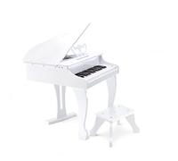 Hape Deluxe White Grand Piano , Thirty-Key Piano Toy with Stool, Electronic Keyboard Musical Toy Set for Kids 3 Years+