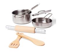 Hape E3137 Chef's Cooking Set - Child Safe Pots, Pans and Utensils - Wooden Kitchen Accessories