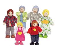 Hape Set Familia | Juego de Muñecas Familia Galardonado, Accesorio Único para la Casa de Muñecas de Madera Infantil, Juguete para Desarrollar la Imaginación, Familia de 6 Muñecas
