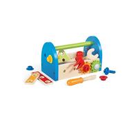 Hape Fix-It Tool Box with Accessories , Colourful Construction Workbench Pounding Tool Toy Set for Kids, Problem-Solving Pretend Play Set, 17 Piece