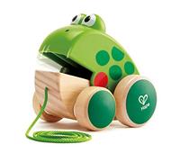 Hape Frog Pull Along , Wooden Frog Fly-Eating Pull Toddler Toy, Bright Colours
