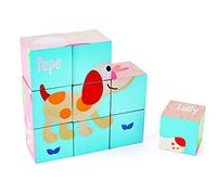 Hape- Juego de Bloques de Amistad-Juguete de Rompecabezas de Madera-Adecuado para niños a Partir de 2 años Puzzle Pepe y Amigos, Multicolor (Barrutoys E0452)