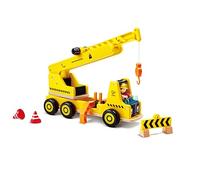 Hape Juego de grúa y construcción móvil con Brazo Extensible para niños de Madera, a Partir de 2 años