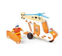 Hape Juego de helicóptero de Rescate de Madera con Figura y Camilla - Helicóptero de Juguete - Juguete de rol para pequeños Salvavidas - Juguete de Madera Resistente para niños a Partir de 2 años