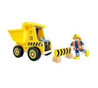 Hape Juguete Camión de Construcción obrero de la construcción | Cubo Flexible y Accesorios | Juguete de construcción para niños