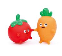 Hape Juguetes de baño para Amantes de Las Verduras, Figuras de baño, Zanahoria y Tomate, Juguetes acuáticos sin BPA, Divertidas Figuras de bañera para niños a Partir de 12 Meses