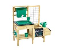 Hape Mesa para plantas infantiles de madera, juego de juguetes de jardín con diario, regadera y herramientas, jardinera elevada y jardín de hierbas para niños a partir de 3 años