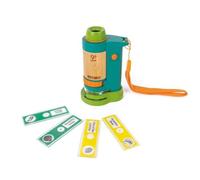 Hape Microscopio de Bambú para Niños - Aumentos de 60x a 120x, Microscopio Portátil con Luz LED Ajustable