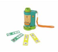 Hape Microscopio de Bambú para Niños - Aumentos de 60x a 120x, Microscopio Portátil con Luz LED Ajustable