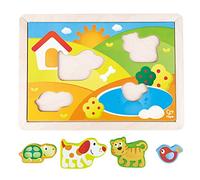 Hape Pepe y Amigos Puzle 3 en 1| Puzzle de Madera para Niños | Juguete Educativo con Animales y Piezas de Agarre Fácil | Desde 12 Meses+