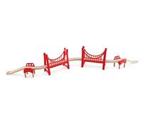 Hape- Extended Ingeniero Puentes suspendidos Trenes Double Suspension Bridge, Multicolor, M (Barrutoys E3710)
