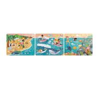 Hape Puzle Amigos del Mar | Puzzle de Playa con 3 Escenas y Fichas de Cuento | Juguete Educativo para Niños de 4 Años+