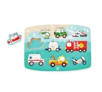 Hape Puzle de Emergencias con Pinzas | Puzzle de Madera para Niños | Juguete Educativo con Piezas de Agarre Fácil | Desde 12 Meses+
